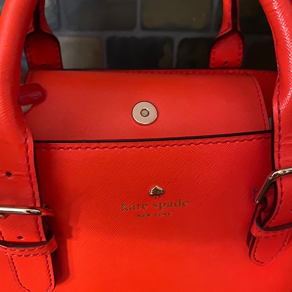 🎉SOLD🎉Kate Spade Orange Saffiano Satchel Handbag - Picture 7 of 13